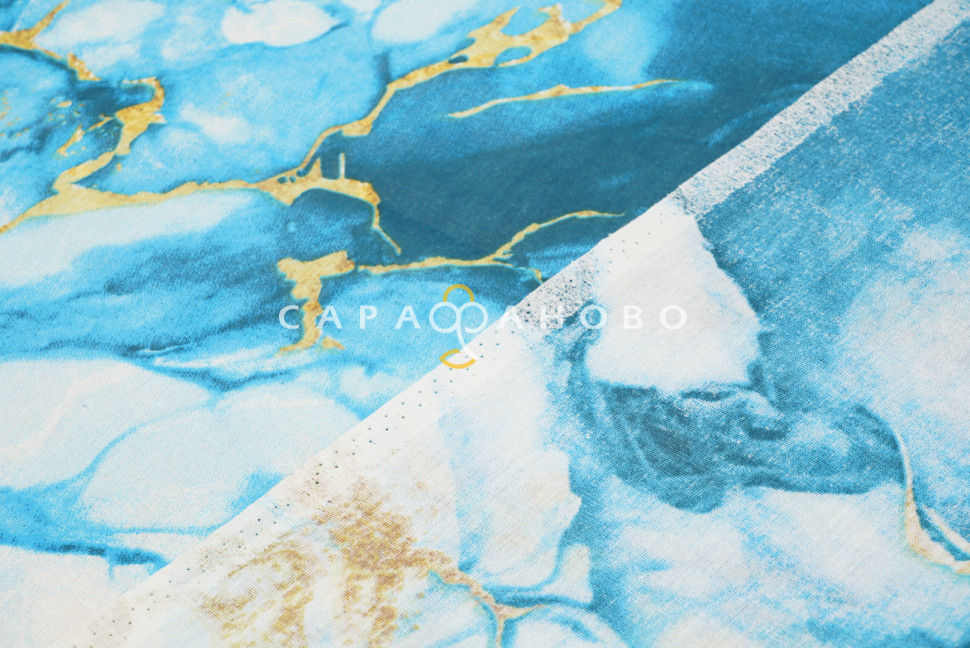 Ткань Бязь 150 см 140 гр рис Мрамор вид 4/1 бирюзовый