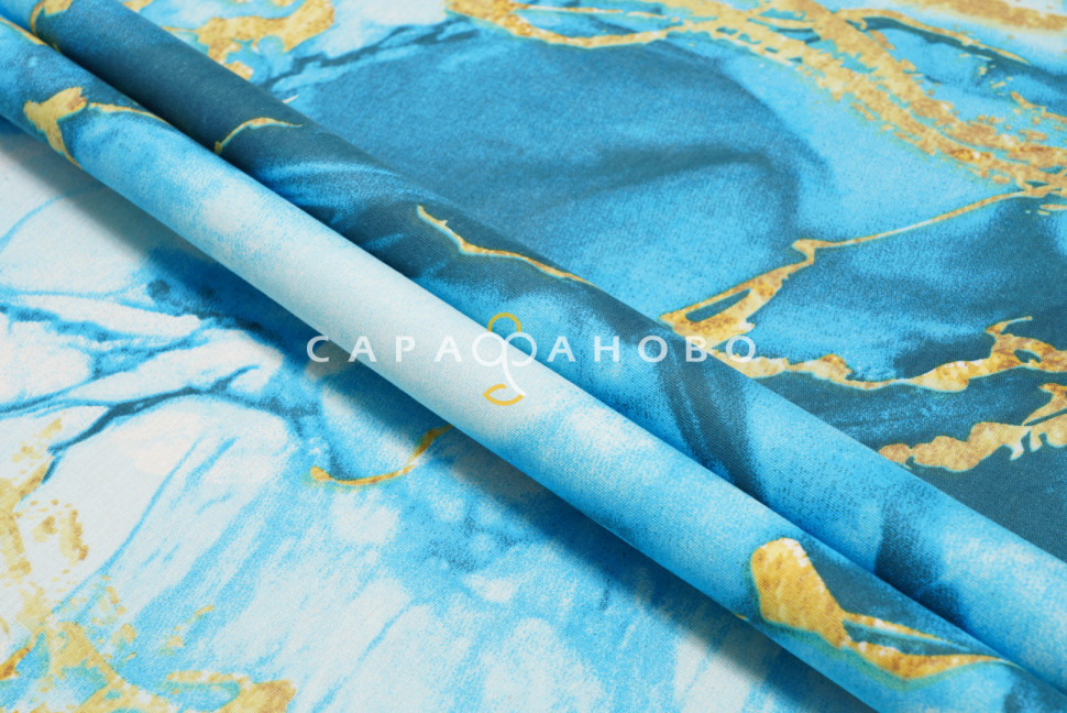 Ткань Бязь 150 см 140 гр рис Мрамор вид 4/1 бирюзовый