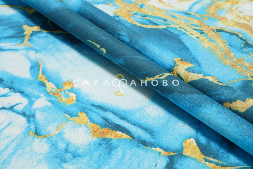 Ткань Бязь 150 см 140 гр рис Мрамор вид 4/1 бирюзовый