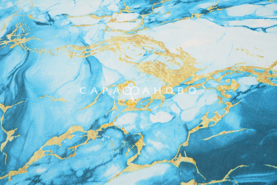 Ткань Бязь 150 см 140 гр рис Мрамор вид 4/1 бирюзовый