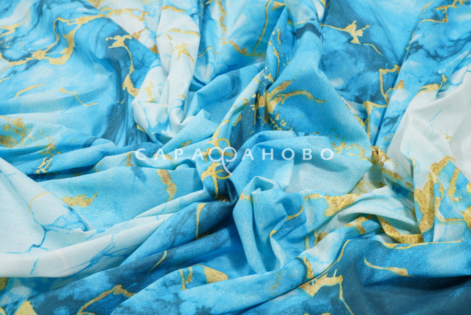 Ткань Бязь 150 см 140 гр рис Мрамор вид 4/1 бирюзовый