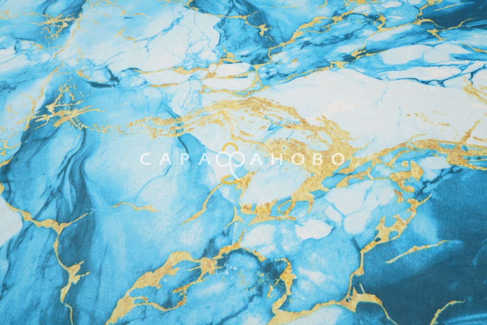 Ткань Бязь 150 см 140 гр рис Мрамор вид 4/1 бирюзовый