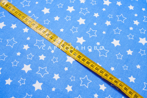 Ткань Бязь 150 см 120 гр О/М звезды на синем 
