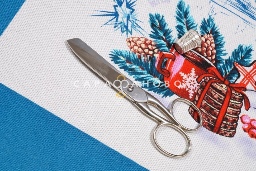 Ткань Рогожка 150 см рис. 12223-1 Синий иней