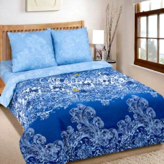 Ткань поплин 220 см "Синий узор" рис 10791-1