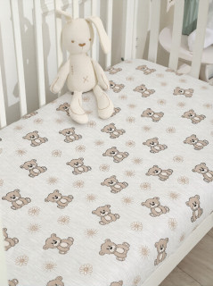 Ткань Поплин Детский 150 см 110 гр рис 29487 мишка с ромашкой