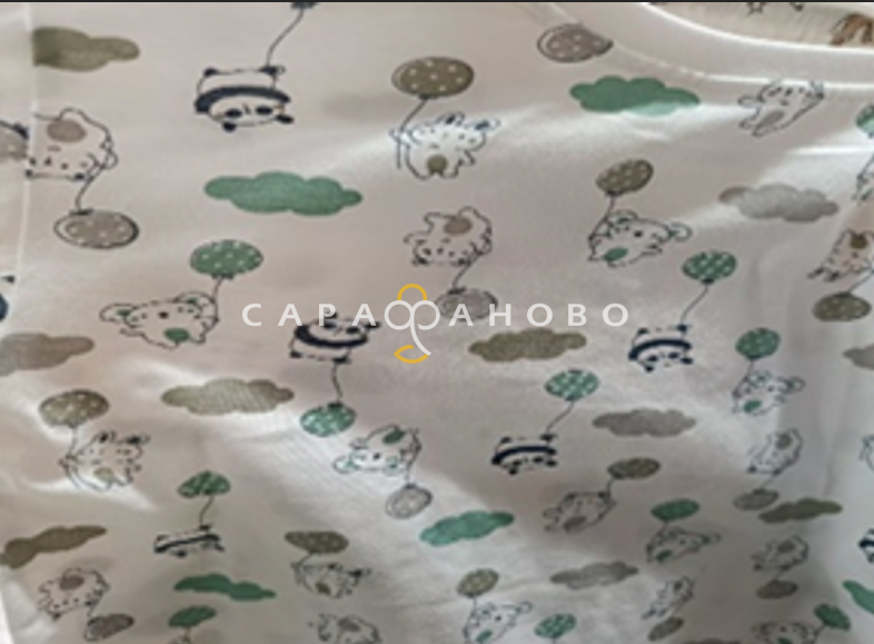 Ткань Теплый хлопок (Фланель) 125 см 170 гр Панда с шариком