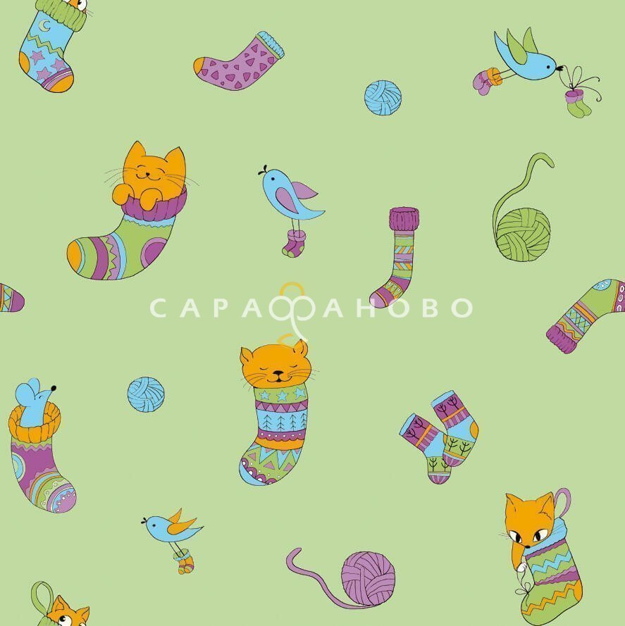 Ткань Бязь 150 см Сюрприз салатовый