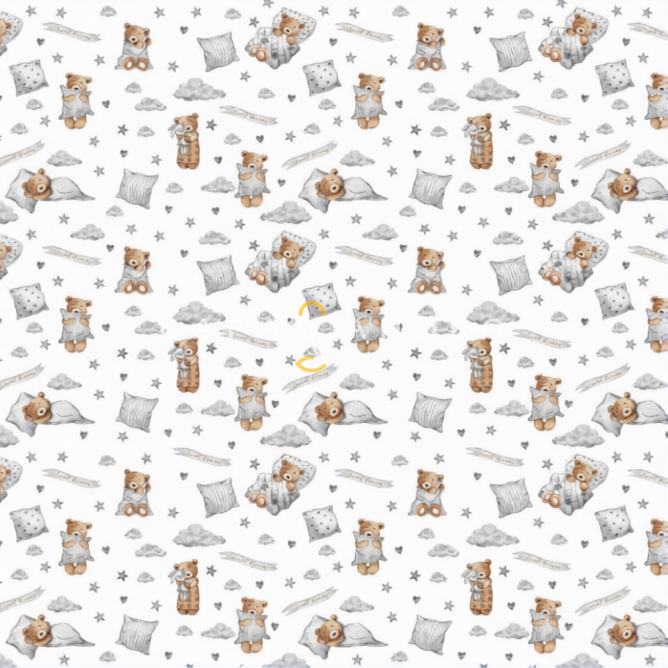 Ткань Поплин Детский 150 см рис. 13439 сонный мишка