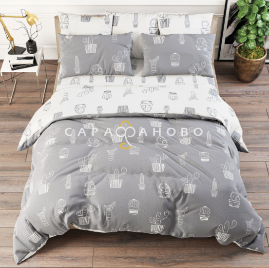 Ткань поплин 220 См. 105 гр Кактусы Рис. 28286/1 Основа