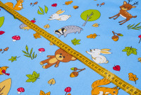 Ткань Бязь детская 150 см 120 гр рис Лесные друзья 2389-1 голубой (Зима)