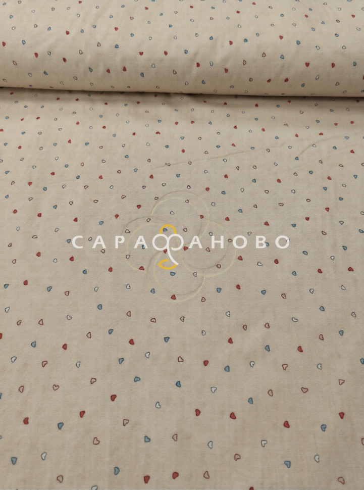 Ткань Поплин Детский 150 см рис. 13467 маленькие сердечки