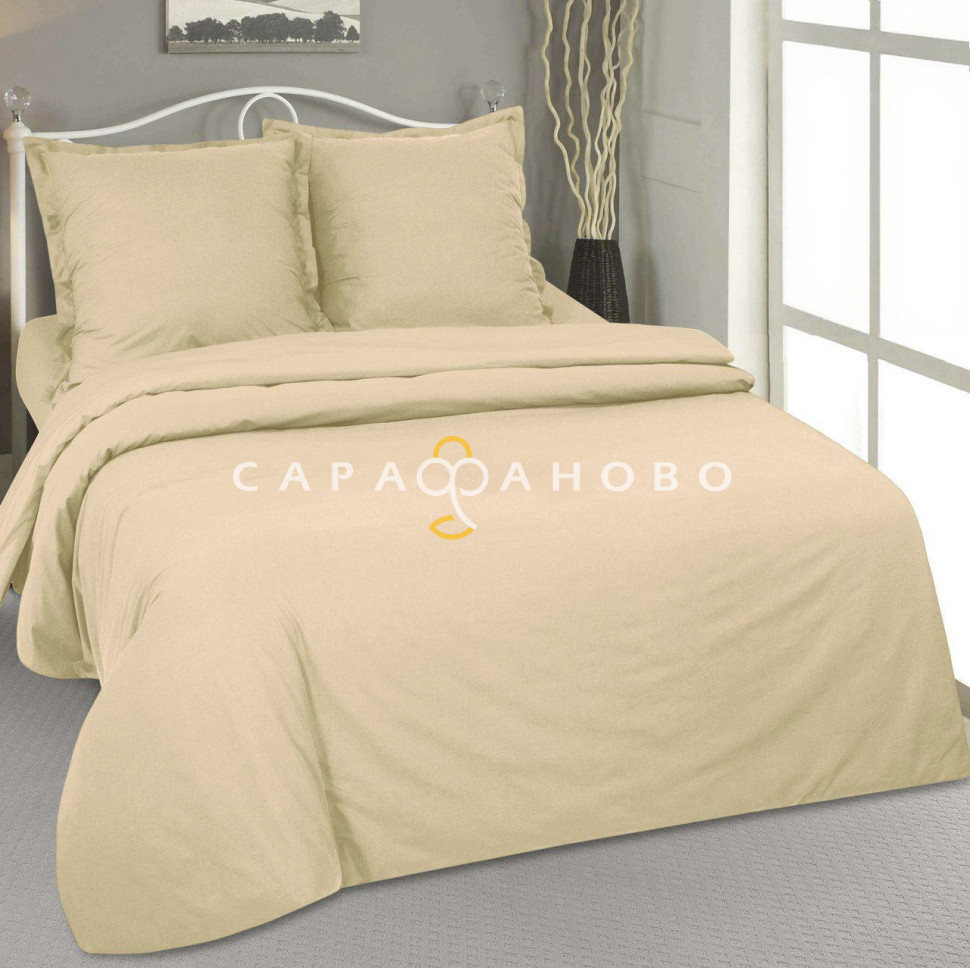 Ткань Поплин 220 см 115 гр Бежевый Актив гладкокрашеный рис.70204-1