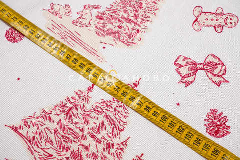 Ткань Рогожка 150 см набивная рис 29259 вид 1 "Новогодние традиции"