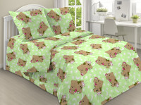 Ткань Бязь детская 150 см 120 гр рис Соня 1286-1 зеленый (Зима)