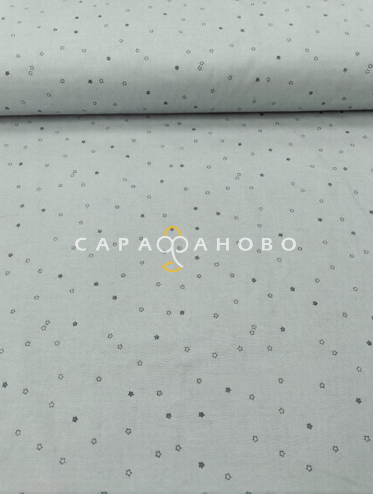 Ткань Поплин Детский 150 см рис. 13468/1 маленьк. звездочки на сером