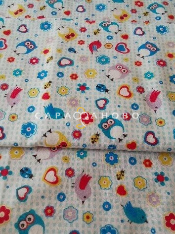 Ткань Теплый хлопок (Фланель) 125 см 170 гр Сова Клеточка