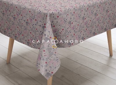 Ткань Полулён п/варёный 150 см. рис БАБОЧКИ № 1474 (серо-розовый)
