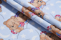 Ткань Бязь детская 150 см 120 гр рис Соня 1286-3 голубой (Зима)