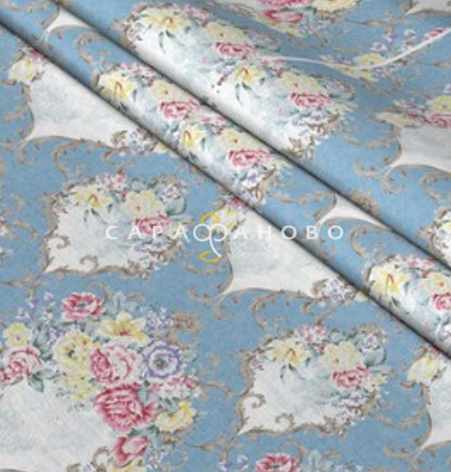 Ткань Тик смесовой 220 см 135 гр диз BL003 BLUE GL М