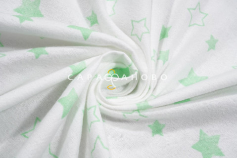 Ткань Фланель 90 см рис. 9465-3 "Звезды" зеленый