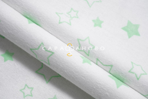 Ткань Фланель 90 см рис. 9465-3 "Звезды" зеленый
