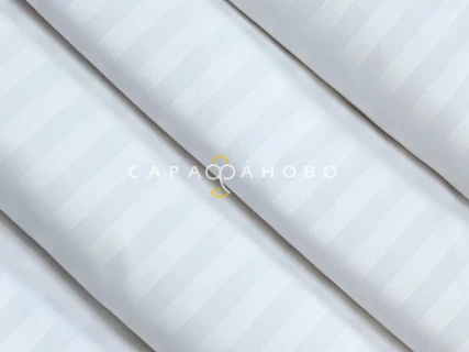 Ткань Страйп-сатин 280 см 145 гр 1-1 отбеленный