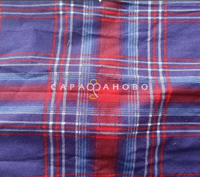 Ткань Теплый хлопок (Фланель) 150 см 170 гр диз Клетка Новая фиолетова с белой