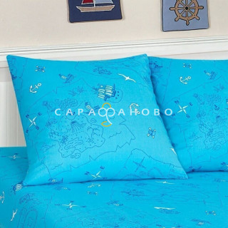 Ткань Бязь детская 150 см рис. 12721-1 Морской бой (компаньон)