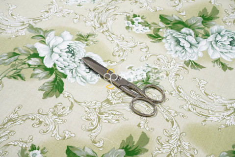 Ткань Перкаль 220 см "ЭЛИТ" рис 196771 Белый сад (компаньон)