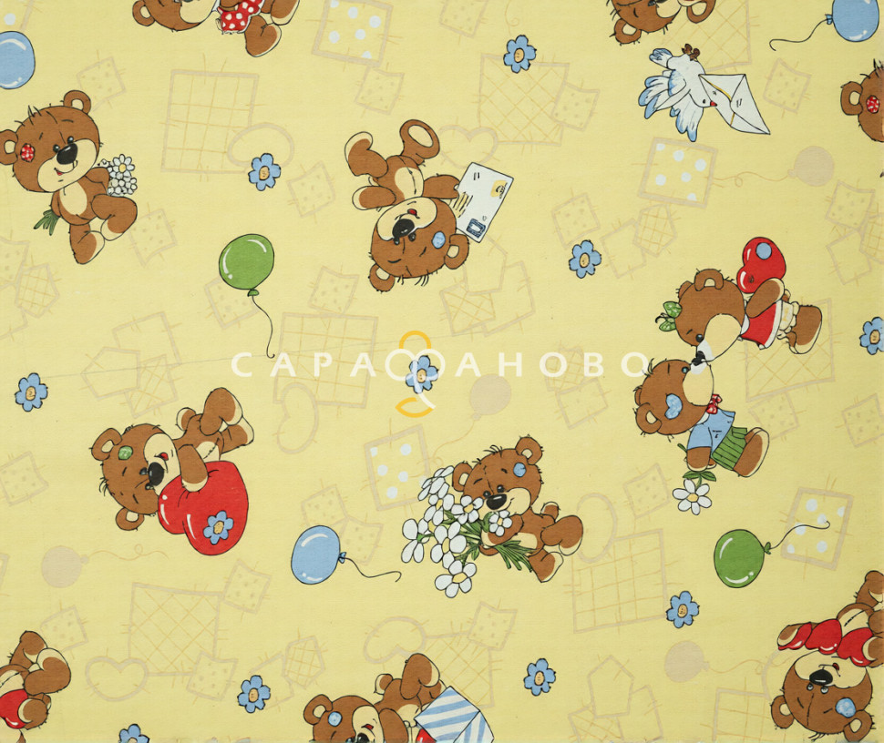 Ткань Бязь детская 150 см 120 гр рис Мишки 500293-3 бежевый дубл. (Кр.Талка)