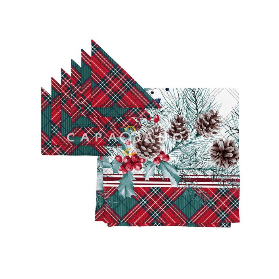 Комплект скатерть рогожка и 6 салфеток Унисон 33015-1/33014-1 Celebration/Cell