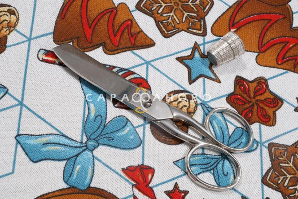 Ткань Рогожка 150 см рис ИМБИРНЫЙ ПРЯНИК БИРЮЗА РИС.7472 вид 1