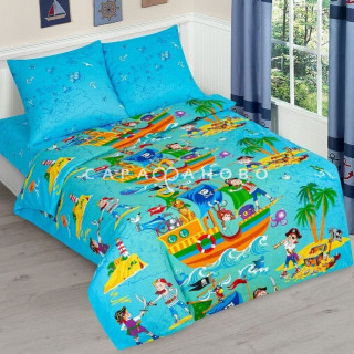 Ткань Бязь детская 150 см рис. 12720-1 Морской бой (основа)