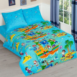 Ткань Бязь детская 150 см рис. 12720-1 Морской бой (основа)