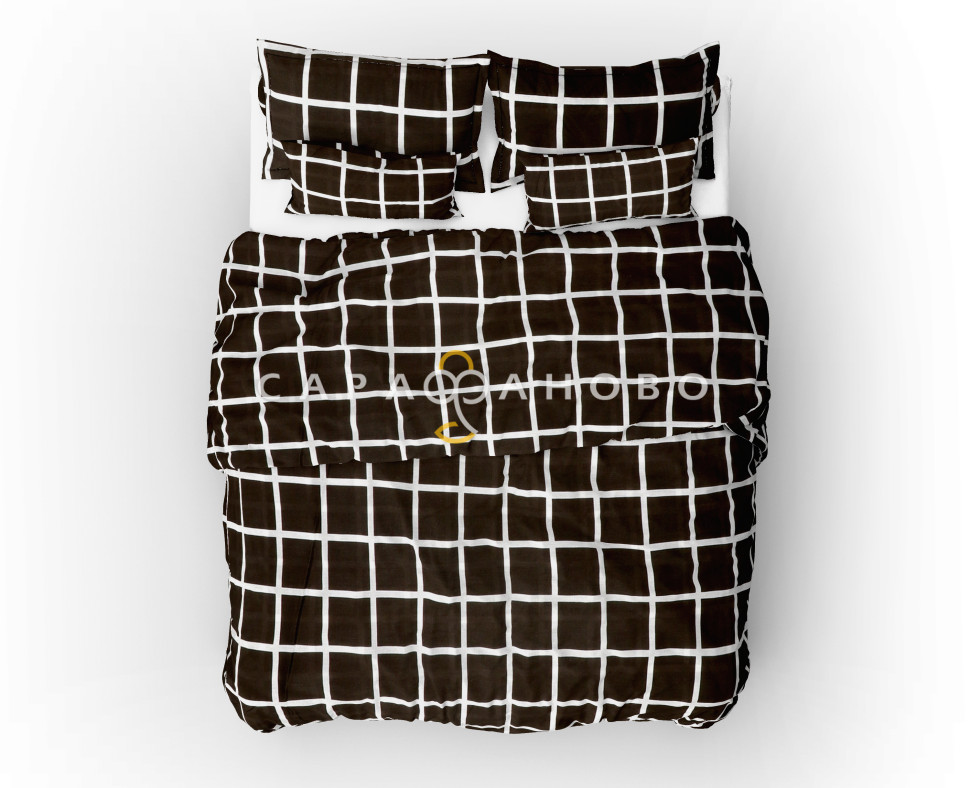 Ткань поплин 220 см. 105 гр Клетка кофе Рис. 28254/2