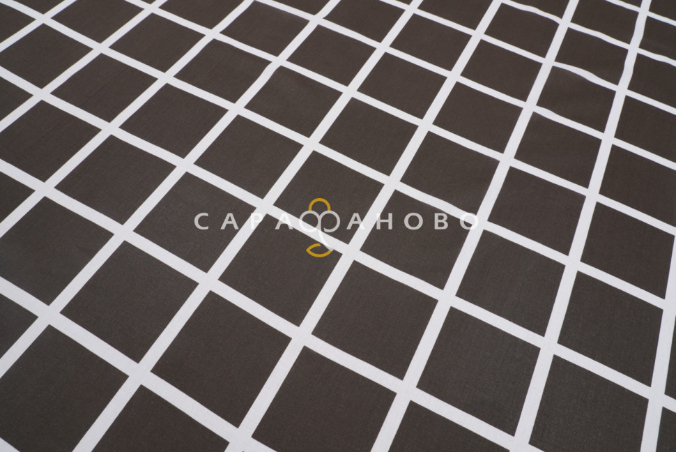 Ткань поплин 220 см. 105 гр Клетка кофе Рис. 28254/2