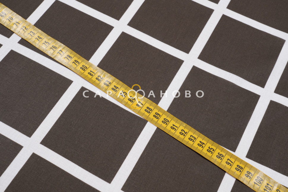 Ткань поплин 220 см. 105 гр Клетка кофе Рис. 28254/2