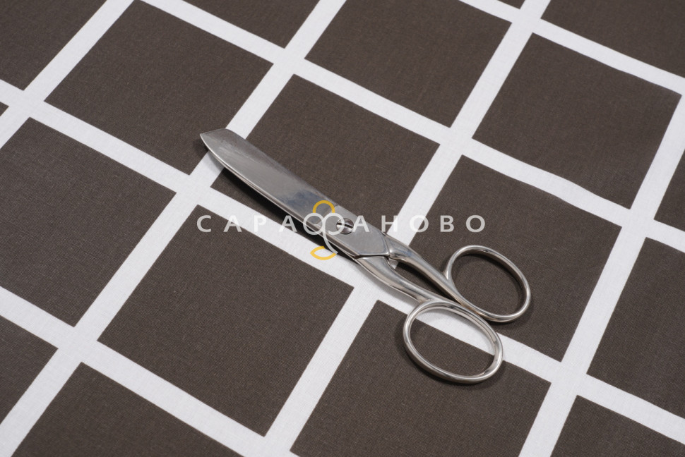 Ткань поплин 220 см. 105 гр Клетка кофе Рис. 28254/2