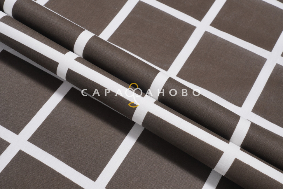 Ткань поплин 220 см. 105 гр Клетка кофе Рис. 28254/2