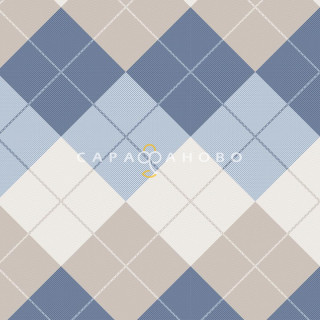 Перкаль 220 см набивной арт. 239 рис 50181 вид 1 "Клетка Паддингтон" голубая (комп 924770) 