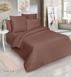 Ткань Поплин-страйп 220 см 115 гр. рис. 12423/8 корич.