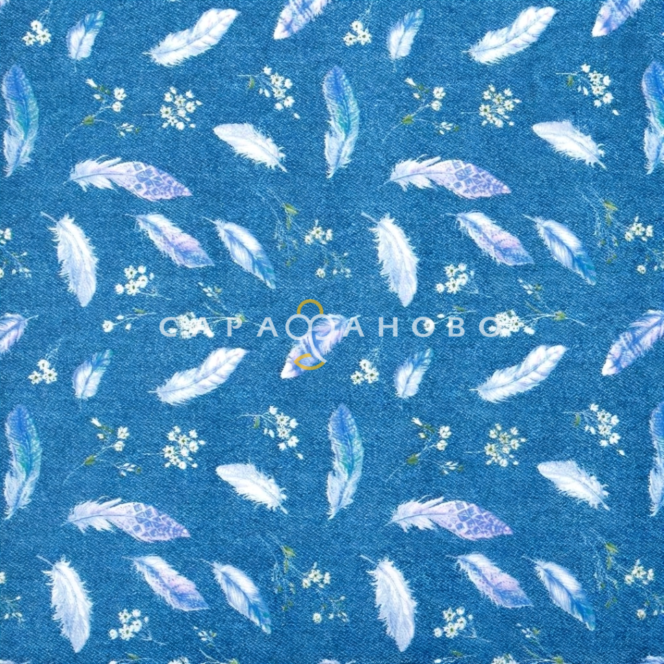 Ткань бязь 150 см Перышки рис 11388 вид 1