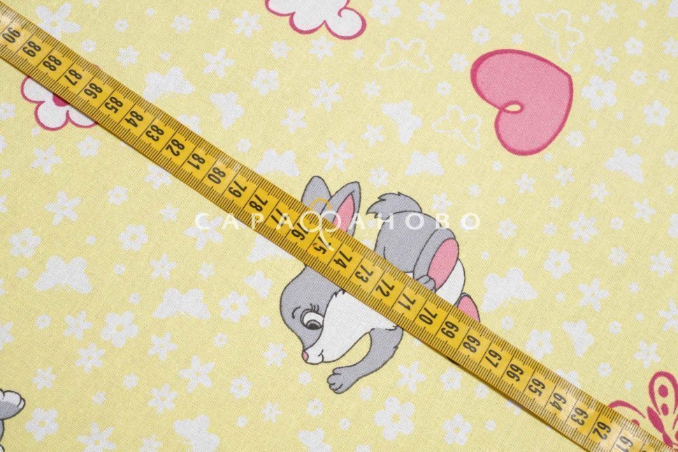 Ткань бязь 150 см 140 гр. рис 085 Зайки вид 5/3