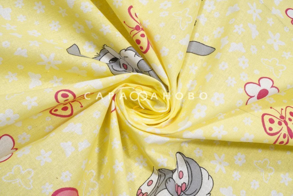 Ткань бязь 150 см 140 гр. рис 085 Зайки вид 5/3