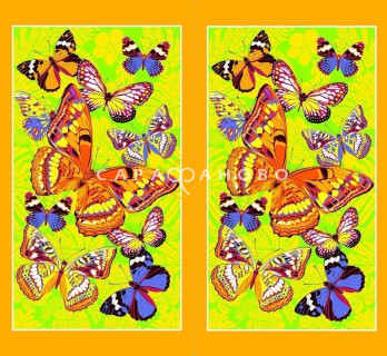 Ткань вафельное полотно 150 См. Бабочки (441-4)