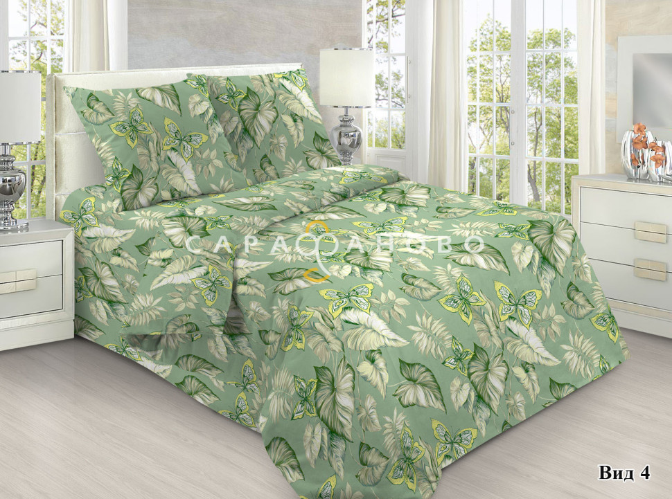 Ткань Бязь 150 см ГОСТ рис 2056/4 зеленый