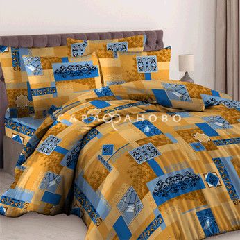 Ткань Бязь детская 150 см 120 гр рис Вензель 1101-2 голубой дубл.