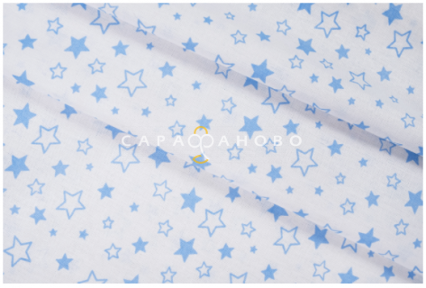 Ткань Бязь 150 см. Звездное небо голубой рис. 8060/31