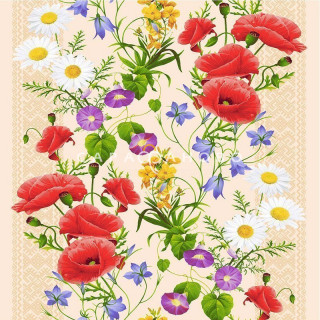 Ткань Полотно вафельное 50 см "Полевые цветы" рис 5418 вид 1